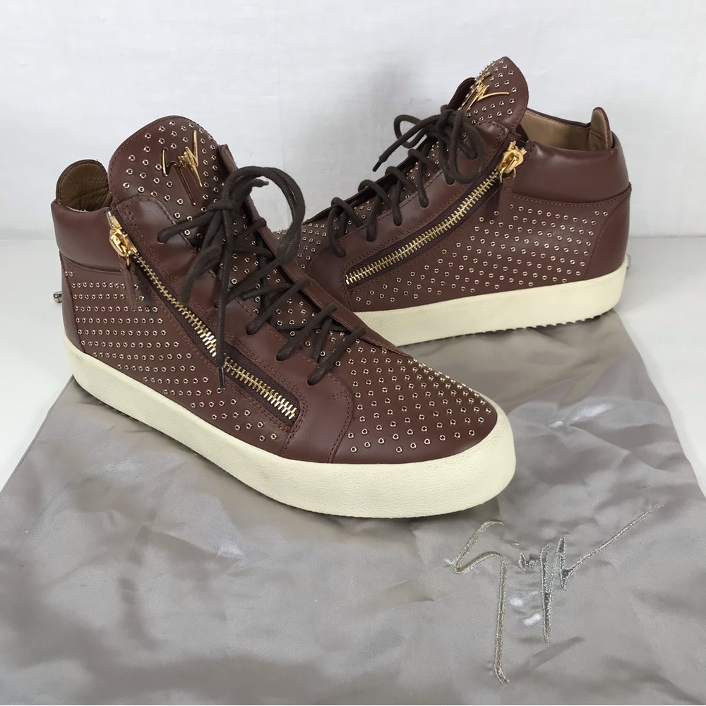 NEW Giuseppe Zanotti Brown Eyelet Sneaker Shoes Size EU 45= 12 (US)